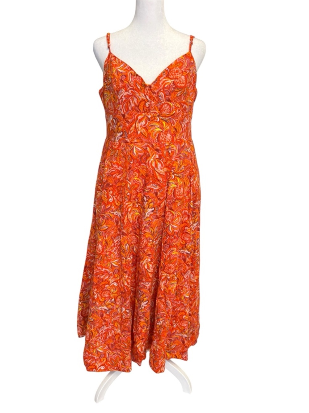🌺 Jason Wu Orange Floral Midi Dress – Size M 🌺